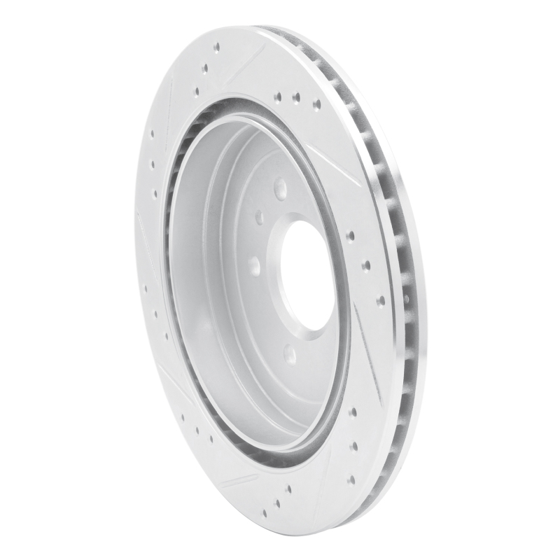 Cadillac ATS Brake Rotor (1) - Rear Right - R1 Concepts - Drilled & Slotted - Silver - `13-`19